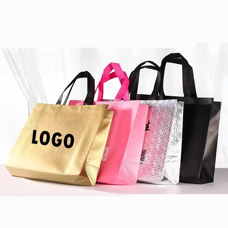 100pcs Double sided Print Logo Waterproof film non-woven fabric Gift Bag Phnom Penh Advertising Shopping Eco Bag Customized Logo