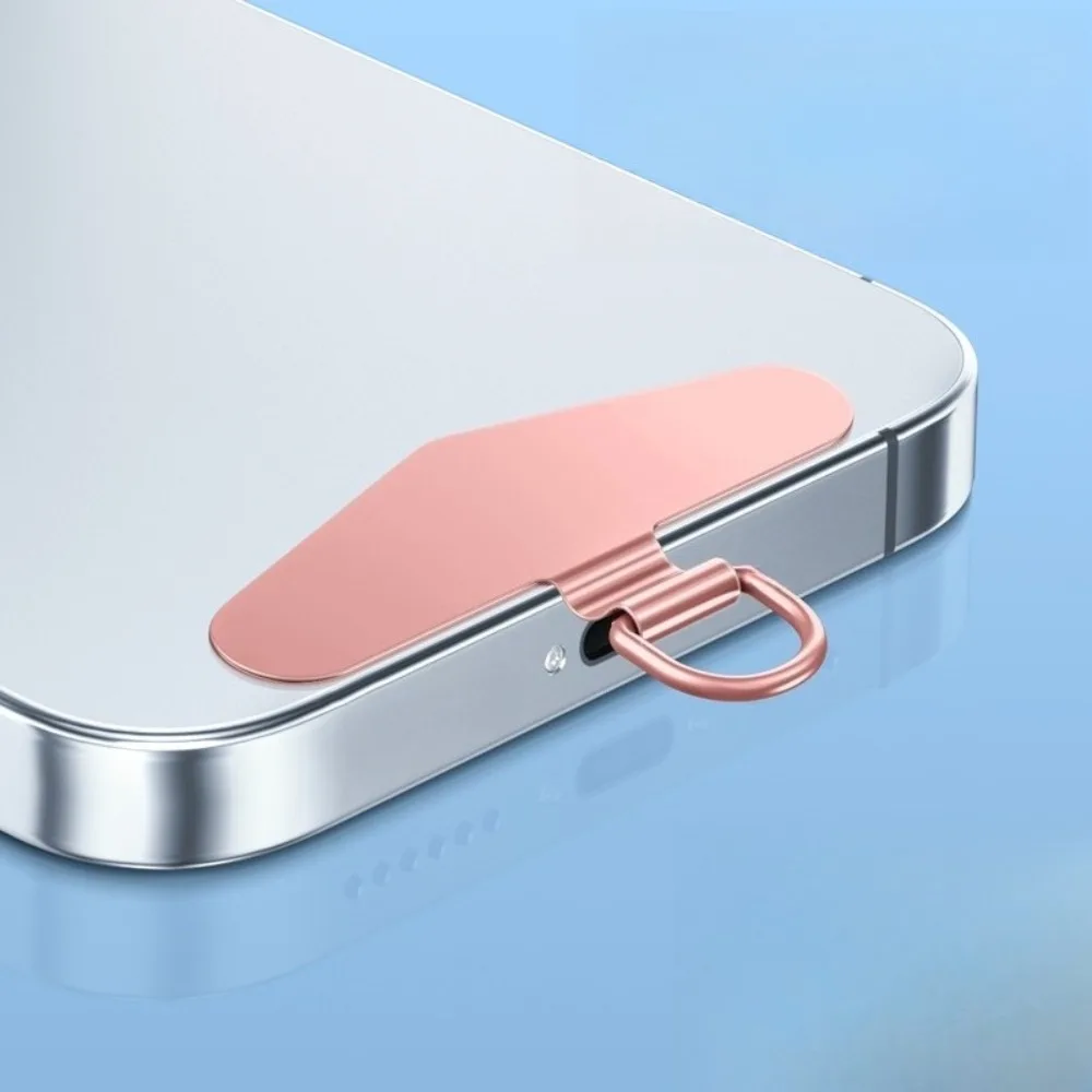 Mobile Phone Gasket Lanyard Stainless Steel Ultra-thin Phone Case Clip Back Sticker Connecting Piece 360° Rotating Hanging Piece