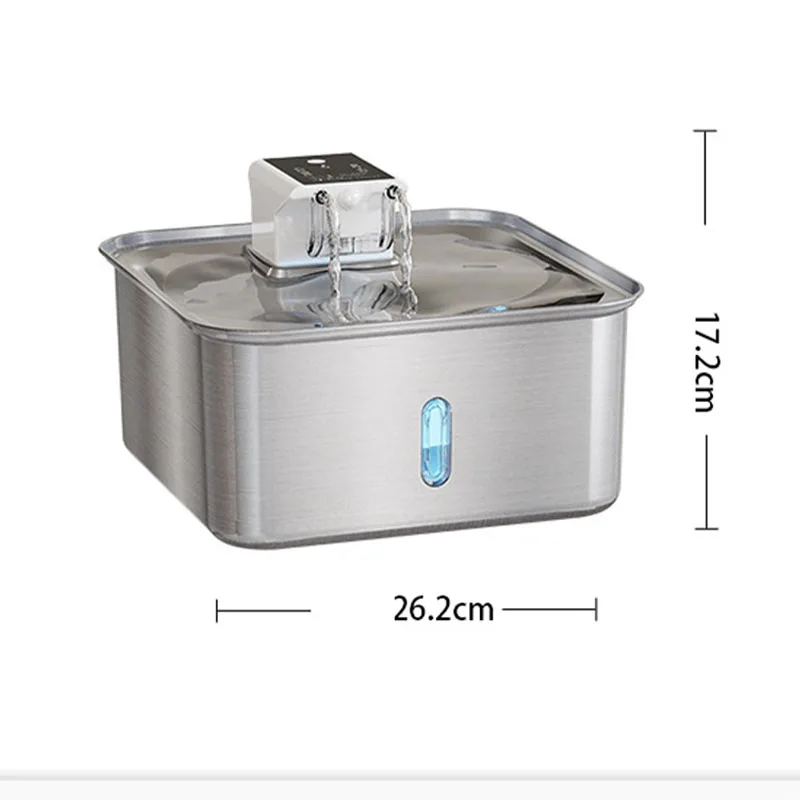 Wireless Stainless Steel Cat Water Fountain Battery Operated Smart Pet Drinking Fountain with Motion Sensor for Cats Small Dogs