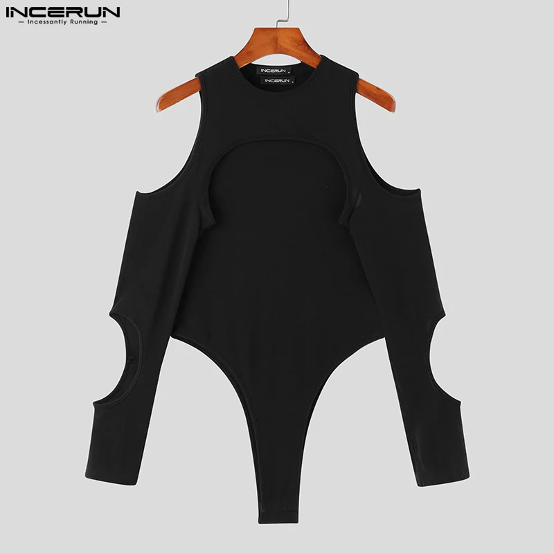 Sexy Casual Style Jumpsuits INCERUN Men\'s Fashion Personality Solid Well Fitting Hollow Comfortable Thimble Bodysuits S-2XL 2023