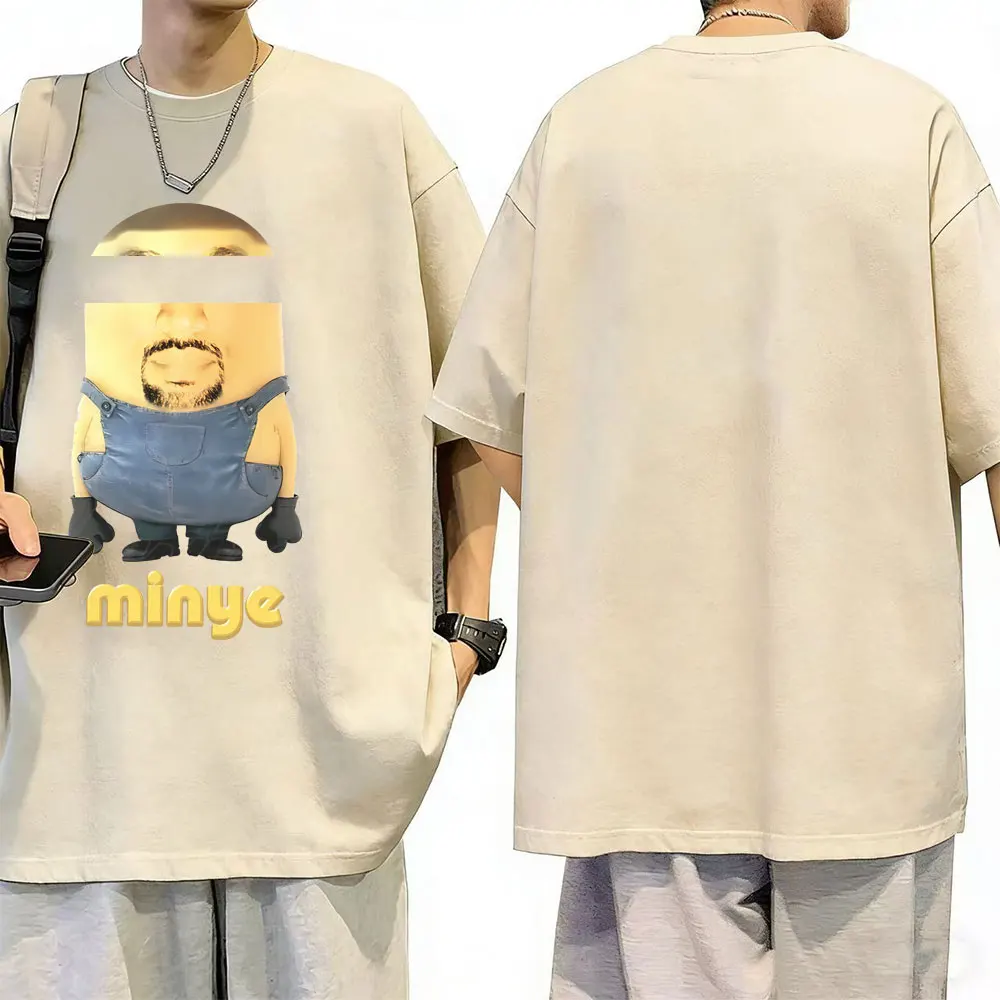 

Washed Vintage Rapper Kanye West Minye Funny Meme T Shirt Men Hip Hop Oversized T-shirt Male Fashion Casual Short Sleeve Tshirt