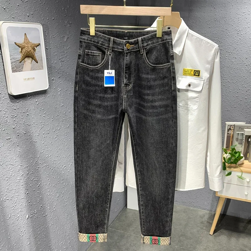 Gd High-end Vintage Men's Jeans European Style Embroidery Water Wash Spring Summer Trousers Slims Smooths Your Silhouette