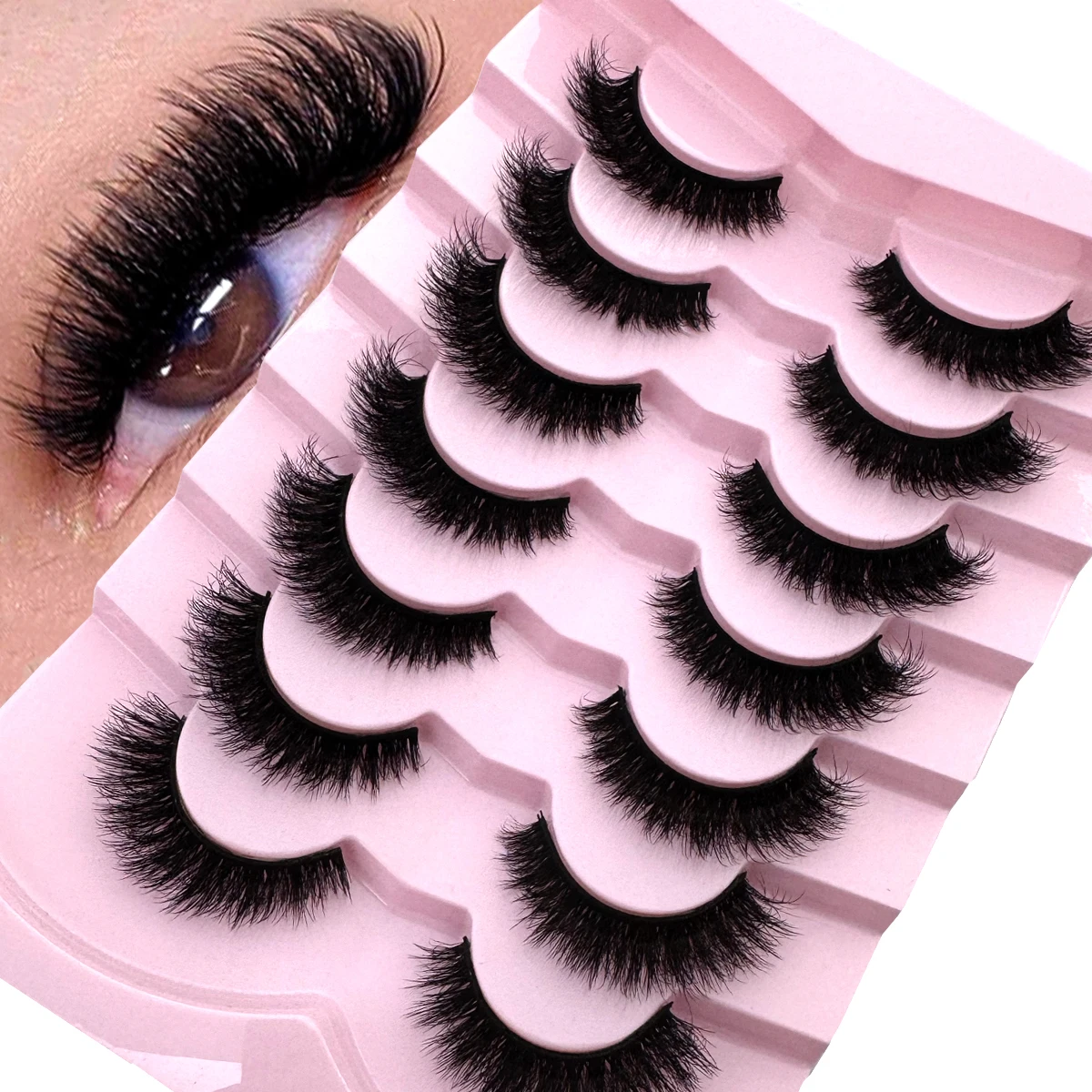 UMIRYAO New 7 Pairs 3D Mink Lashes Faux Mink Fluffy Lash Soft Full Thick Wispy Eyelash Dramatic False Eyelashes Makeup