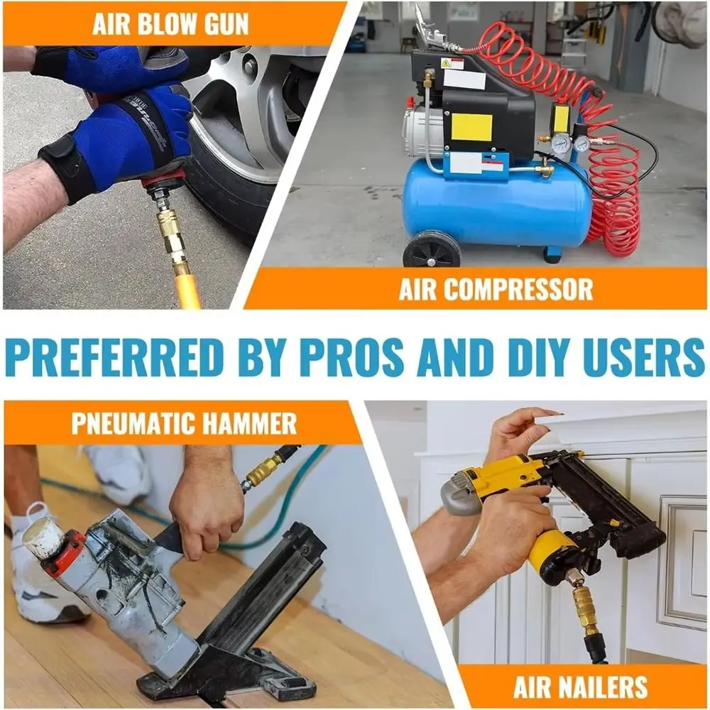 

5 шт. металлических пневматических соединителей американского типа с клеевым покрытием, быстроразъемные соединители для шлангов с наружной резьбой 1/4 дюйма NPT, адаптеры для воздушных шлангов