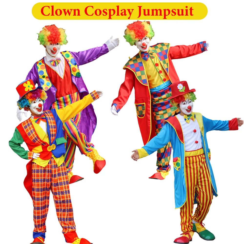 

Fancy Clown Cosplay Circus Clothing Costume Stage Performance Roleplay Jumpsuit Hat Outfits Halloween Carnival Party Adult Suit