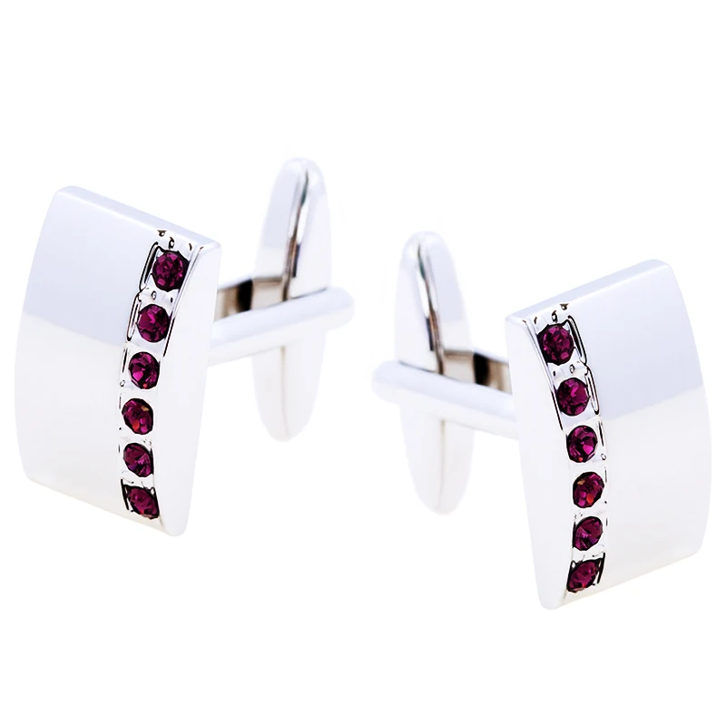 

KFLK Jewelry Brand Purple Crystal Cuff link Wholesale Buttons High Quality French shirt Fashion cufflinks for mens guests