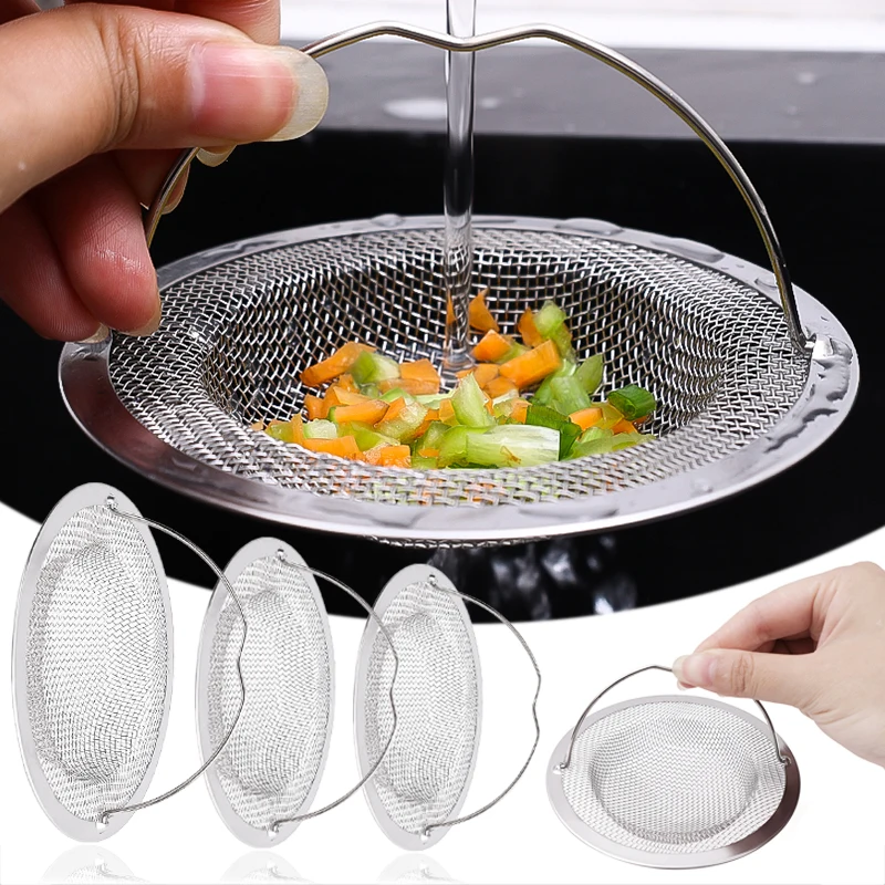 

Stainless Steel Sink Filter Mesh with Handle Kitchen Sewer Drains Drainage Hole Anti-clogging Filter Mesh Pool Strainers Net