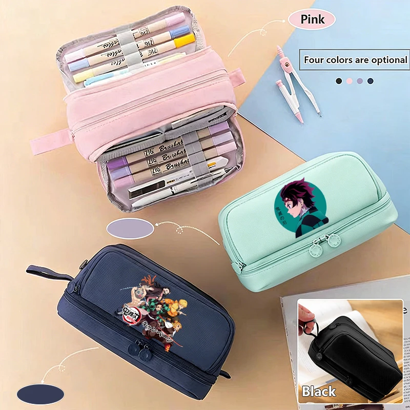 

Demon Slayer Stationery Case boy girl Durable Oxford Cloth Pencil Case Portable Organizer for School Office University Supplies