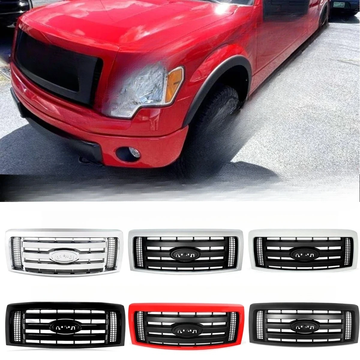 Modified for Ford F150 Front Upper Bumper Grill F-150 XLT STX Grille 2009 2010 2011 2012 2013 2014 Racing centre Grill Mesh
