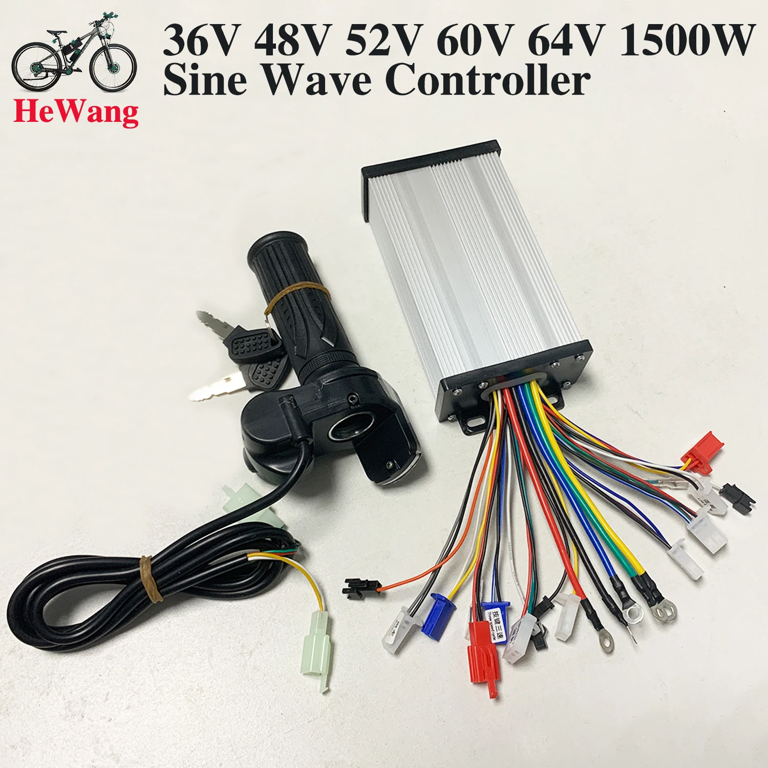 36V 48V 52V 60V 64V Sine Wave Controller Ebike 1000W 1500W with LED Display Battery Throttle Handle for Electric Bicycle Scooter