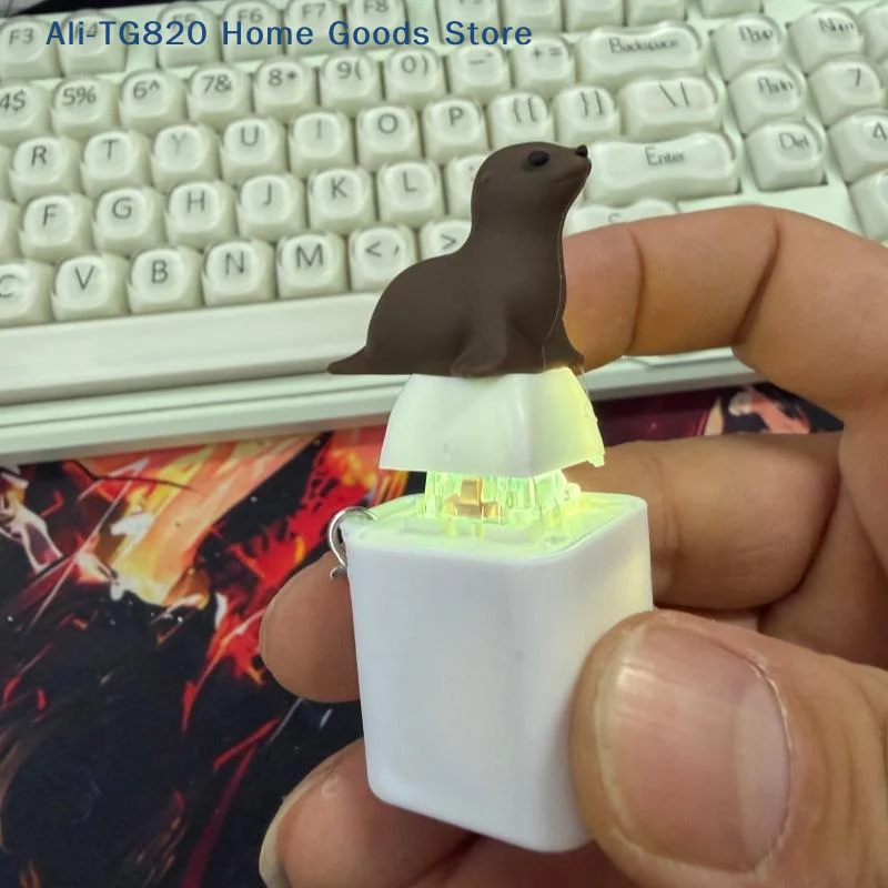 [TG820]Funny Seal Husky Keychain Rechargeable Keyboard Clicker With Sound LED Light For Stress Relief Fashion Jewelry