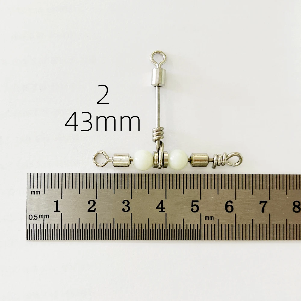 Meer Angeln Stecker Angeln Wirbel 3-Wege Rollwirbel Edelstahl Leuchtende Perle Angelschnur Verbindungsring Stärken – Detail 9