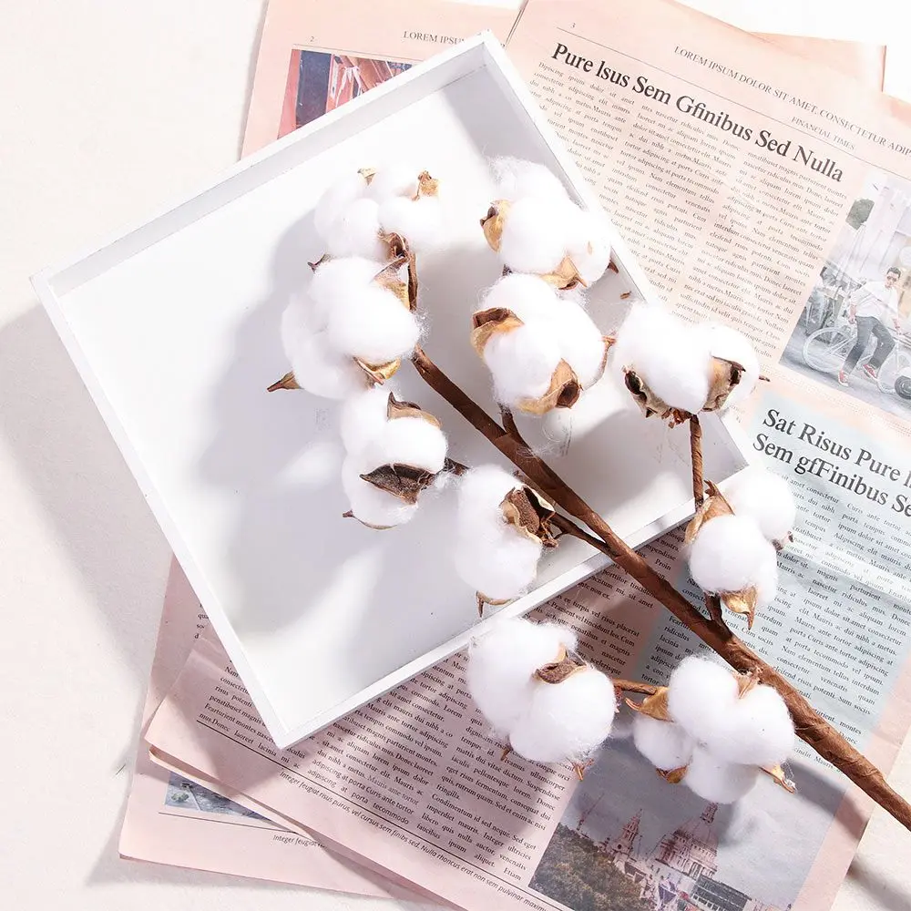 Fake Flower Natural Dried Cotton Artificial Cotton Branches Handmade Artificial Flower Wedding Decoration Home Decoration