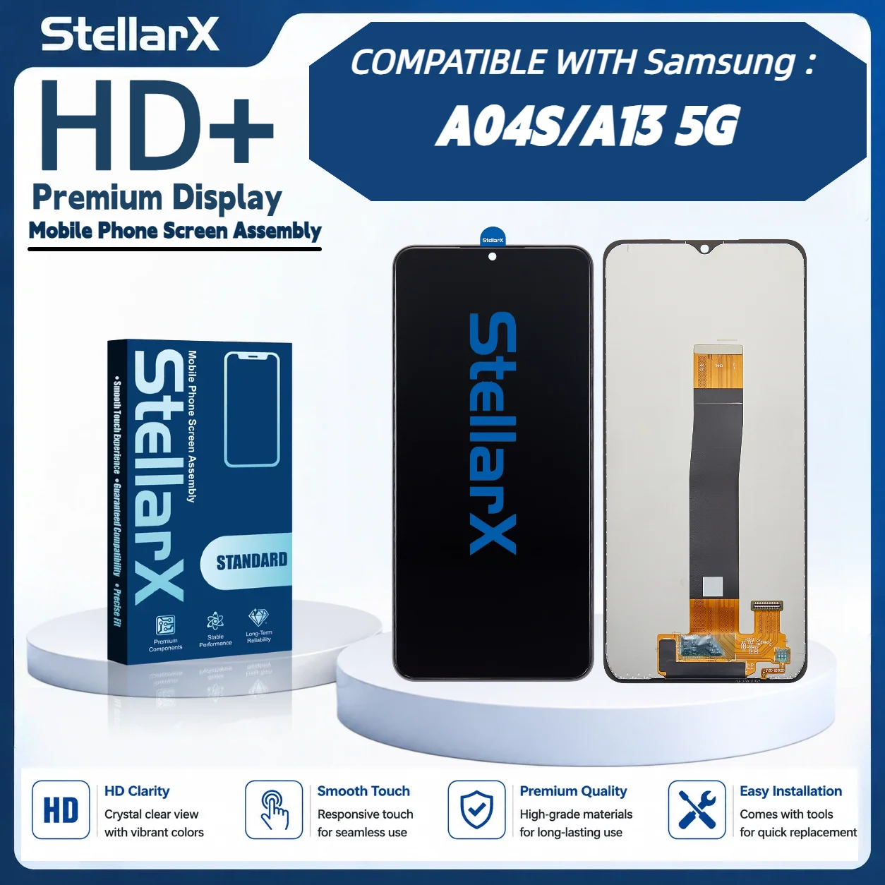 StellarX HD+ High Resolution Display Screen Replacement for Samsung A04S A13 5G LCD Assembly Without Frame  with free tools