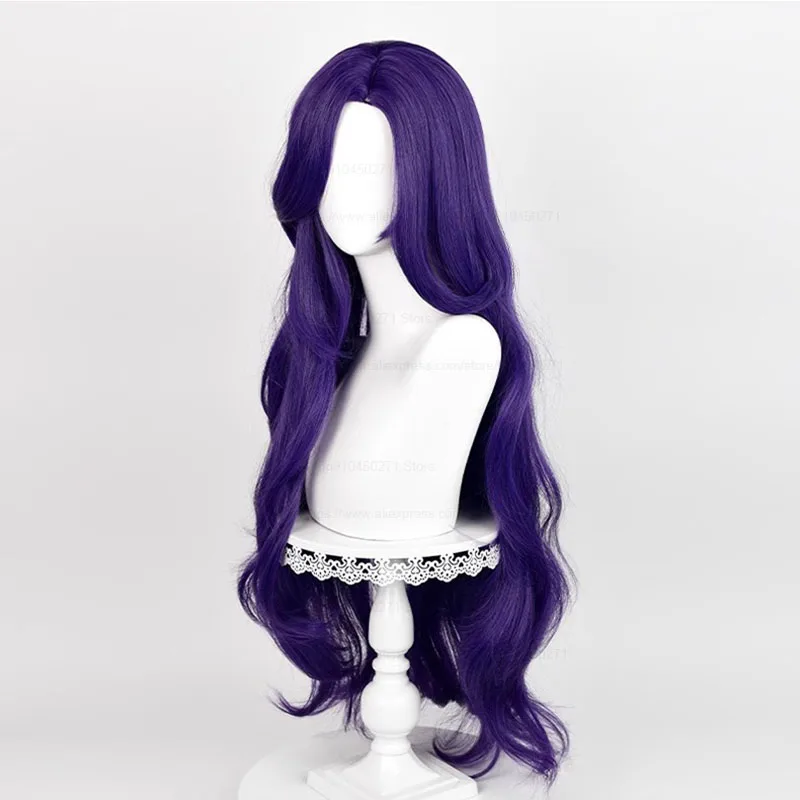 Rarity Cosplay Wig Long Curly Wave Wig Dark Purple Wig Cosplay Anime Cosplay Wigs Heat Resistant Synthetic Wigs + Wig Cap