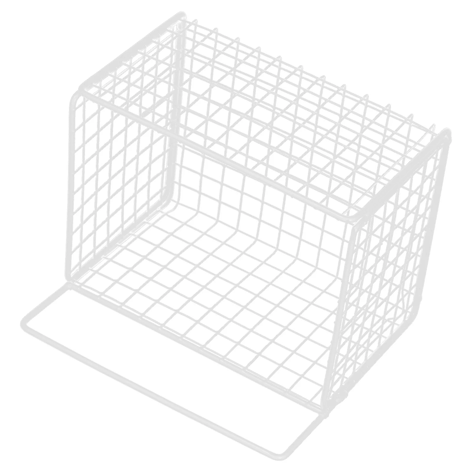 

White Iron Wire Metal Basket for Wall Storage Hanging Organizer Multipurpose Wall Mounted Kitchen Bathroom Storage Rack