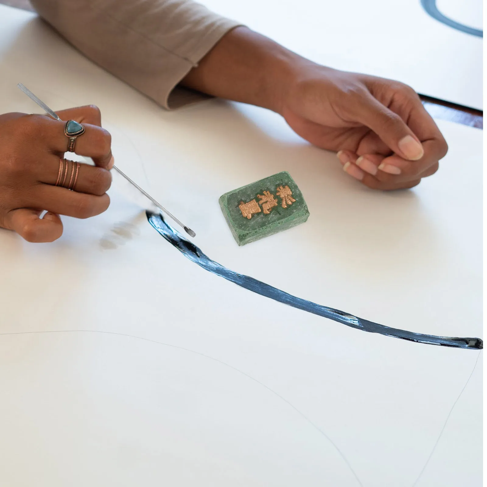 15 قطعة من أعواد الحبر الملونة، كتلة حبر صينية مصنوعة يدويًا مبتكرة لطلاب رسم الخط، ممارسة قاعدة مسطحة ناعمة #4