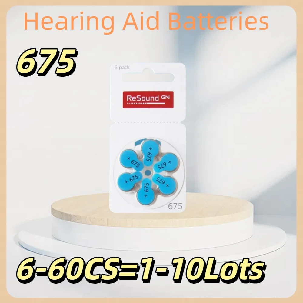 6-60PCS Hearing Aid Batteries Resound A10 Performance 1.45V 675 A675 PR41  For BTE CIC RIC ITC Hearing Aid Zinc Air Battery