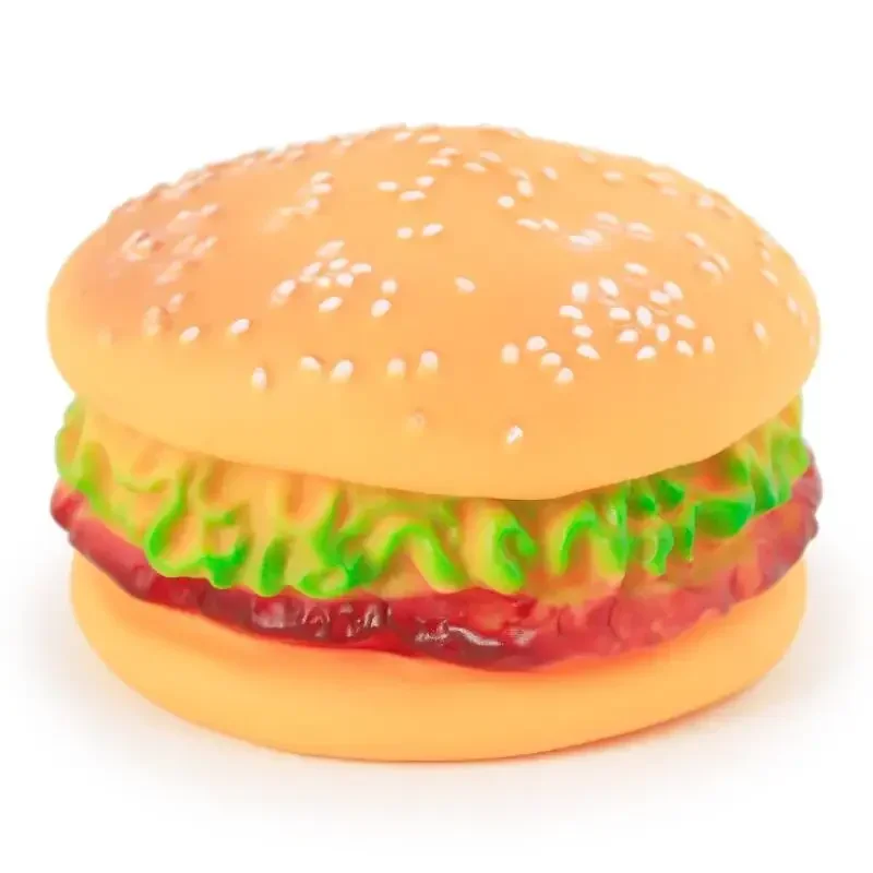 1pc Rubber Hamburger Shaped Squeak Toy for Pet Screaming Chew Squeaky Dog Cat Toys Training Playing Toy