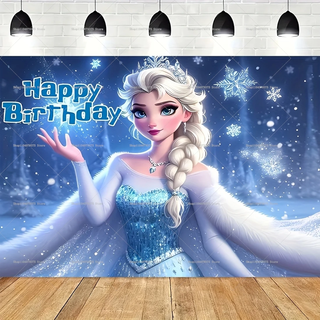 Disney Frozen Photography Background Princess Anna Elsa Children\'s Birthday Party Background Decoration Baby Party Props Banner