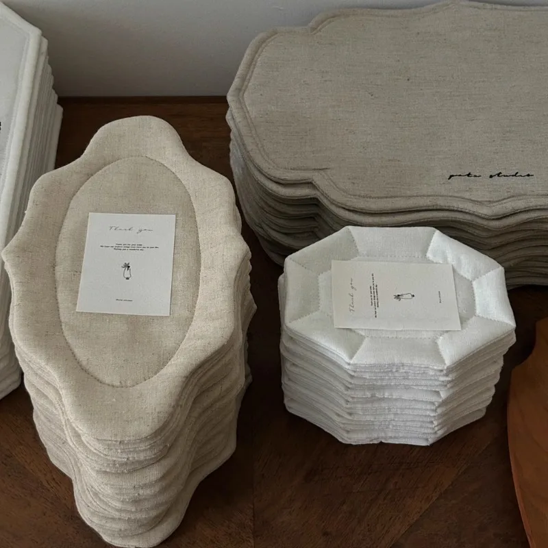 

Handmade Table Placemats Vintage Mats for Parties, Dining Table, Coasters Decorative Placemats 100% flax Natural Fibers