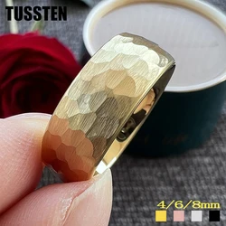 Dropshipping TUSSTEN 4MM/6MM/8MM Men Women Hammer Ring Domed Tungsten Wedding Band Fashion Jewelry Great Workmanship Comfort Fit