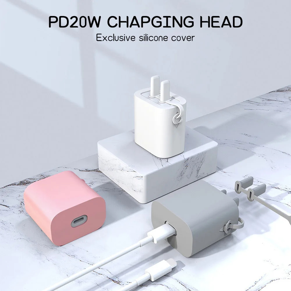 Simplicity iPhone Charger Protector Case 18W/20W Charger Cover Anti Break Scratch Proof Charger Cable Spiral Winder for iPhone