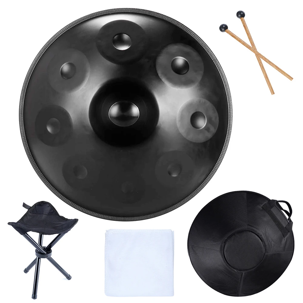 9 Notes 22 Inches 440hz Professional in D Minor Steel Handpan Drum Percussion Instrument for Professional Performance