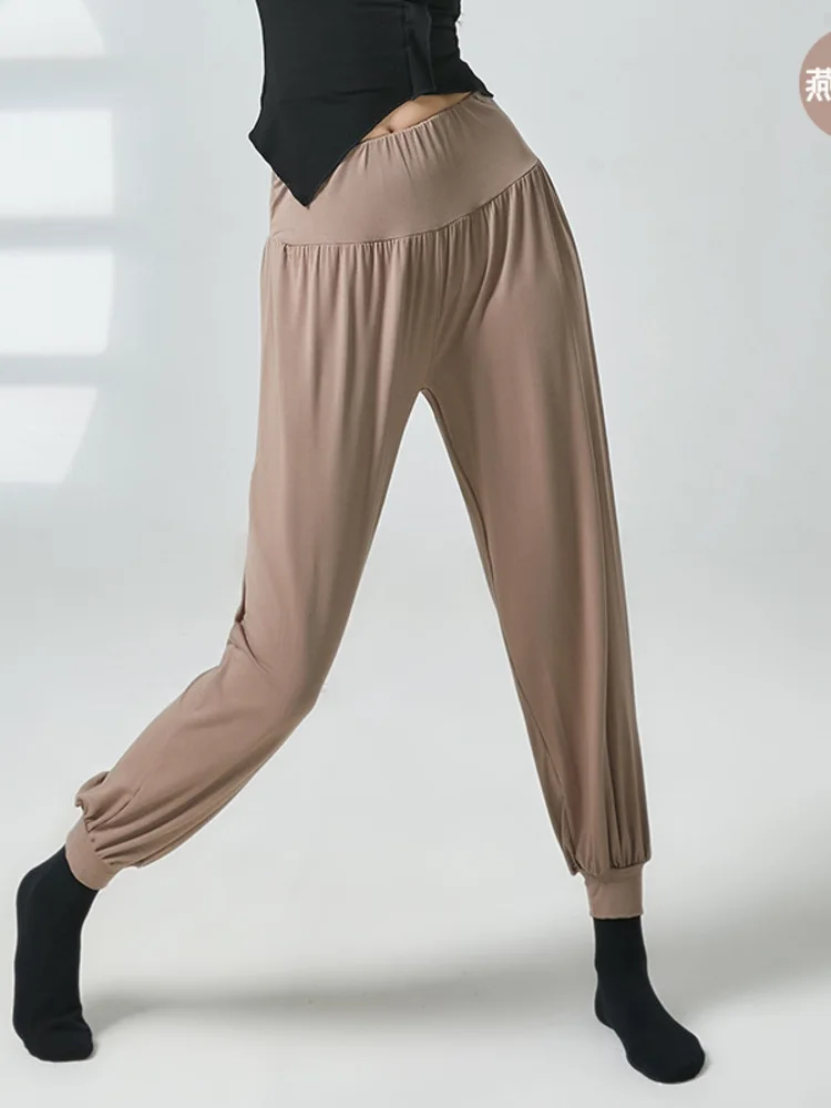 Pantalones de baile de línea de Color liso para mujer, traje clásico coreano de Jazz, cintura alta, Kpop, pantalones de Flamenco de competición de escenario, 2024