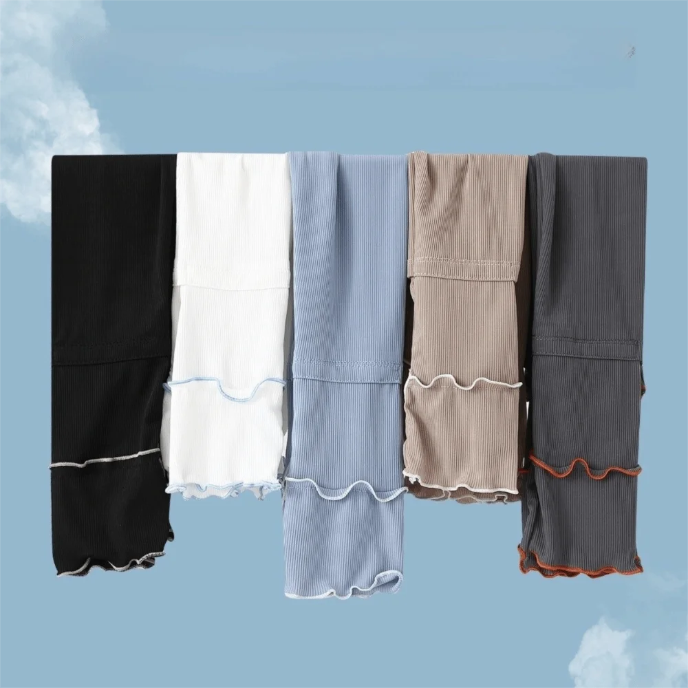 Fashion Ruffles Ice Silk Arm Sleeves Solid Color Flared Sunscreen Arm Sleeves Cooling UV Protection Cycling Arm Cover Girl