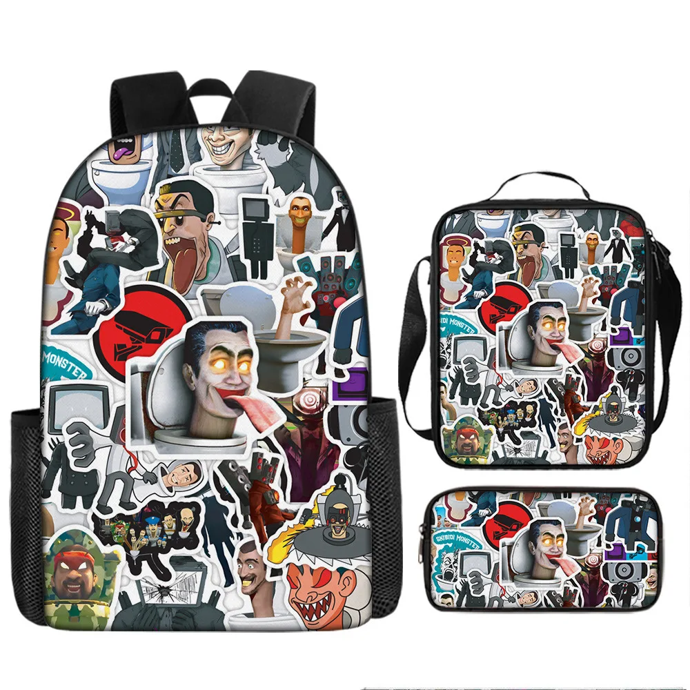 

Hip Hop Youthful Novelty skibidi toilet 3D Print 3pcs/Set Student Travel bags Laptop Daypack Backpack Lunch Bag Pencil Case