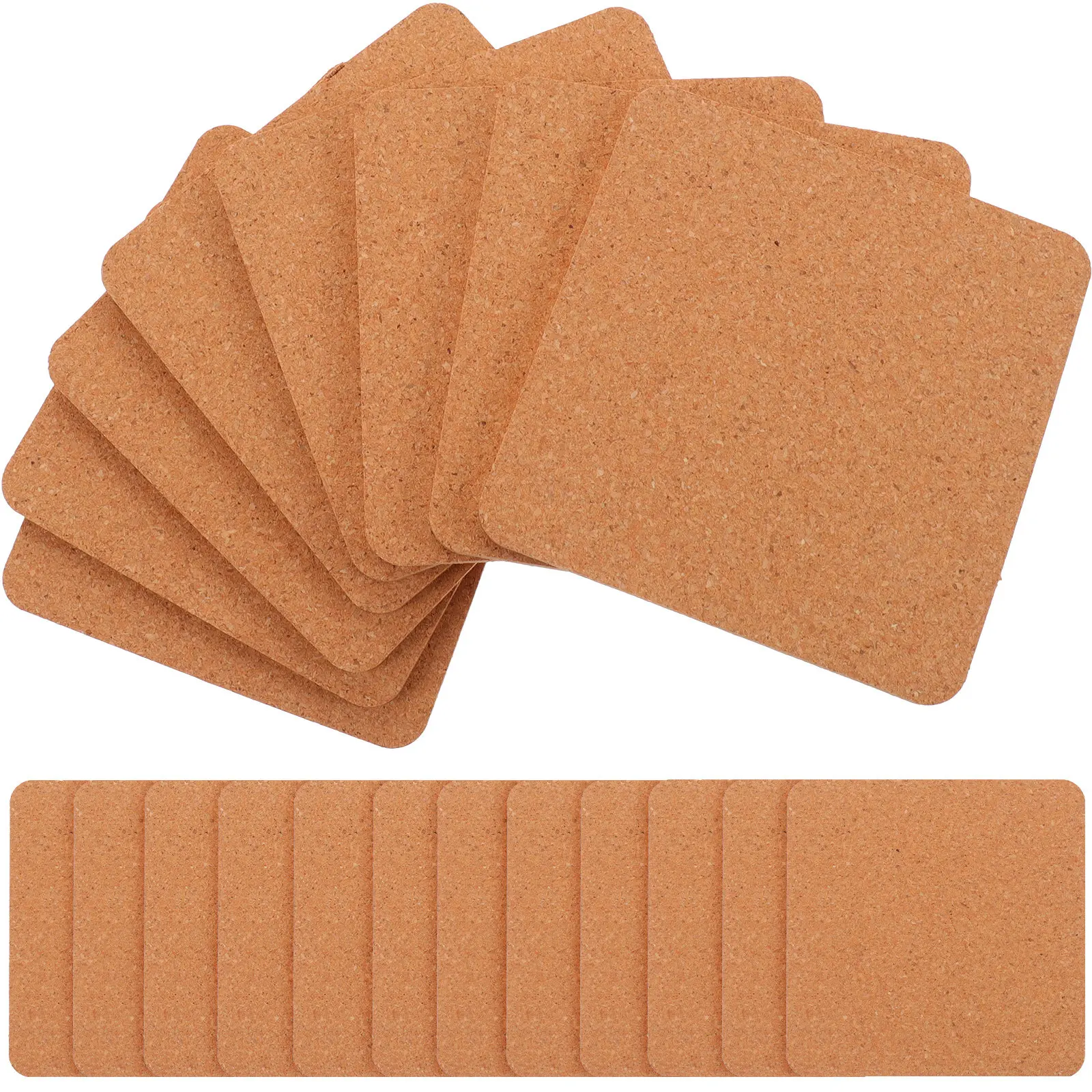 20Pcs Wooden Cork Coaster Square Eco Friendly Heat Insulating Non Slip Table Mat for Cups Bowls Prevent Sliding Dropping Coaster
