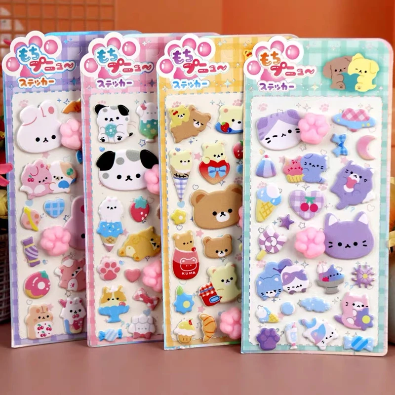 

40 шт., наклейка с кошачьими когтями, 3d пузырьковая влажная мягкая декомпрессия, блокнот с кроликом и животным, декоративный дневник, сделай сам, коллаж