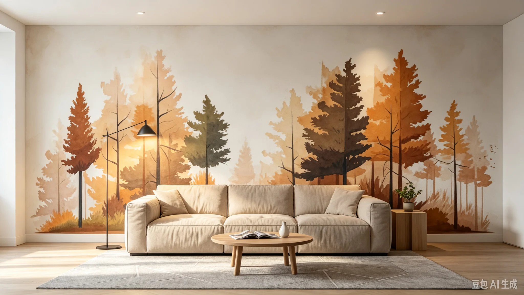 3D Forest Wallpaper Self-Adhesive Wall Mural Nature Landscape Scenery Peel and Stick Wall Sticker Living Room Bedroom Home Decor