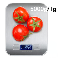 5kg/1g Portable Kitchen Scale Coffee Electronic Scale Stainless Steel Surface LCD Backlit Kitchen Food Scales Weighing Tool