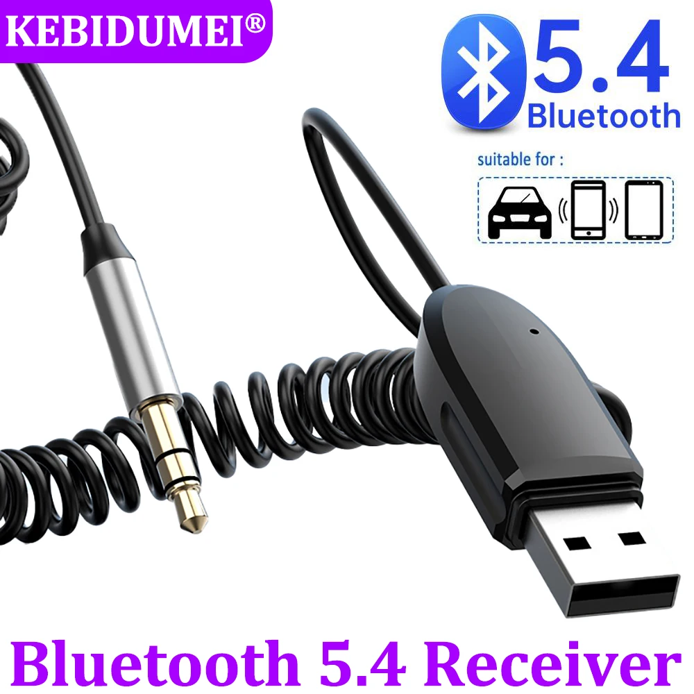 Bluetooth 5.4 Aux Adapter Wireless Car Bluetooth Receiver USB to 3.5mm Jack Audio Music Adapter Mic Handsfree for Car Speaker