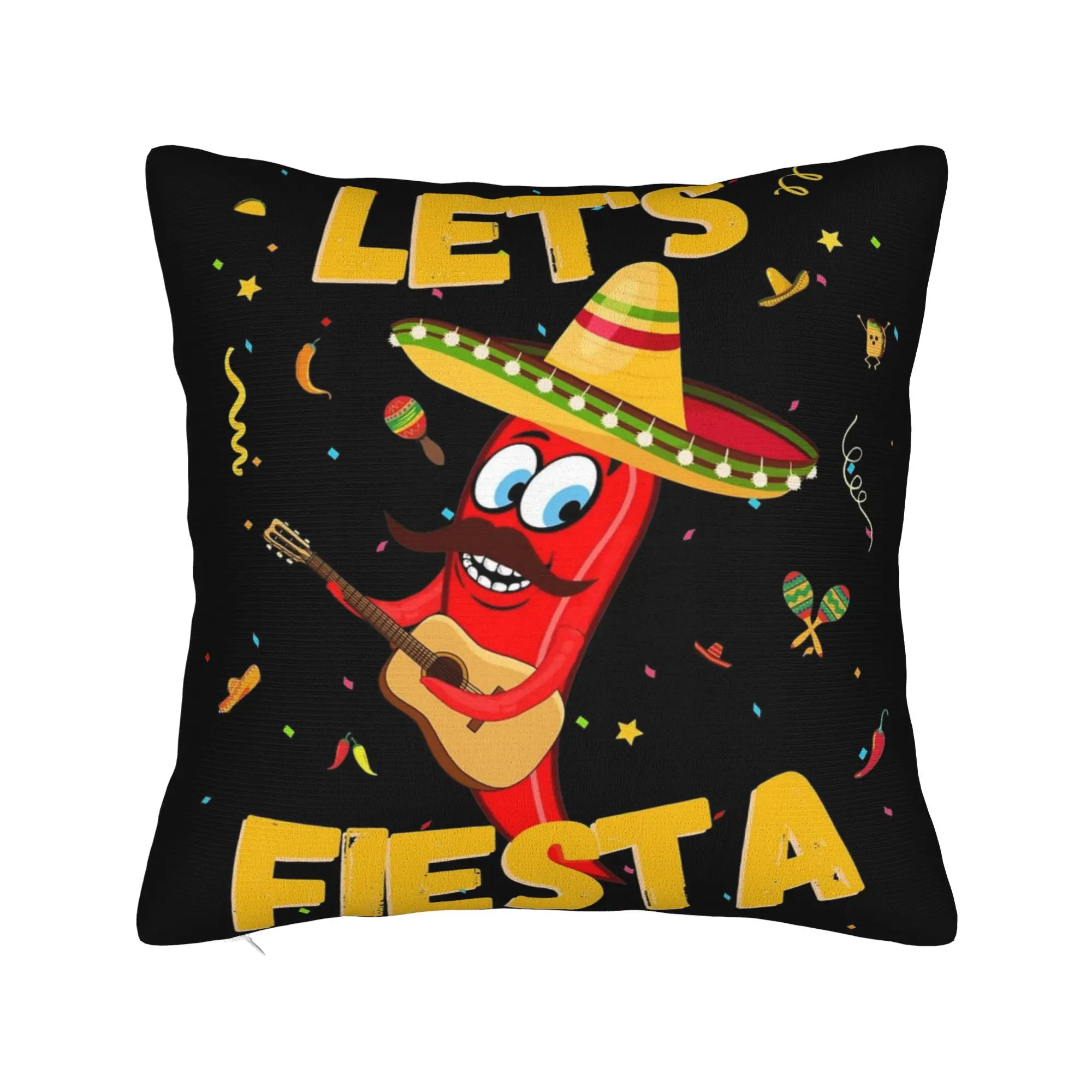 Decorative Pillowcases Let's Fiesta Cinco De Mayo  Product Seater  Throw Pillow Case Cover Square Multiple Sizes