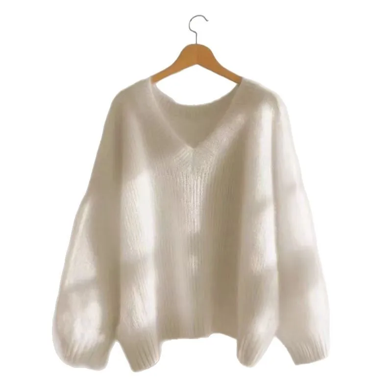 

New Lazy Blue Knitted Sweater Polo Collar Deep Autumn Early Winter Purple Deep Blue Soft Knitwear Women's Fashion Top