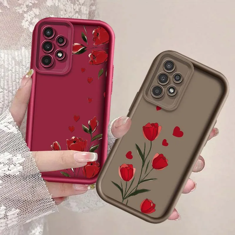 Fashion Art Rose Cover For Samsung Galaxy A56 A16 A55 A35 A25 A73 A71 5G 5G 4G Eye Ladder Phone Case