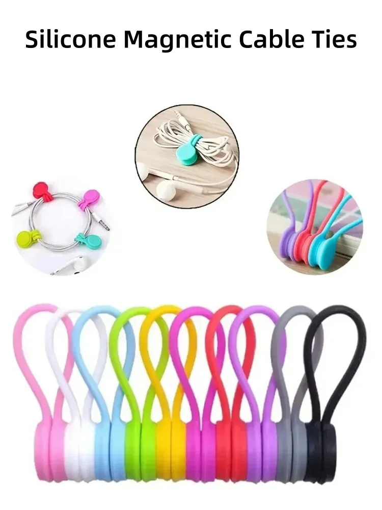 Attaches magnétiques en Silicone, enroulement de câbles réutilisables pour regroupir des câbles de chargeur de téléphone/organisateur de câbles d'écouteurs, 3/10 pièces