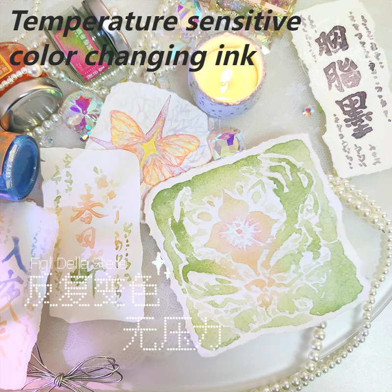 Temperature-Sensitive Color Changing Watercolor Paint Ink Calligraphy Practice Dip Pen Brush Magic Chinese Painting Ink 25ml
