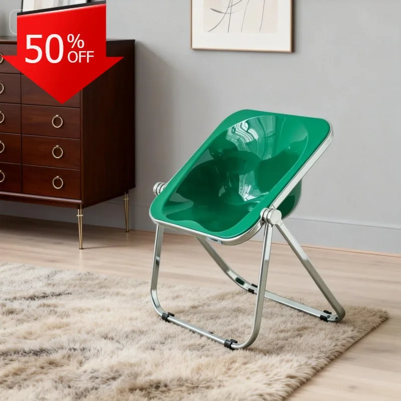 Modern Transparent Acrylic Ghost Dining Chair Minimalist Foldable Plastic Crystal Stool Kitchen Home Restaurant Chaise Furniture