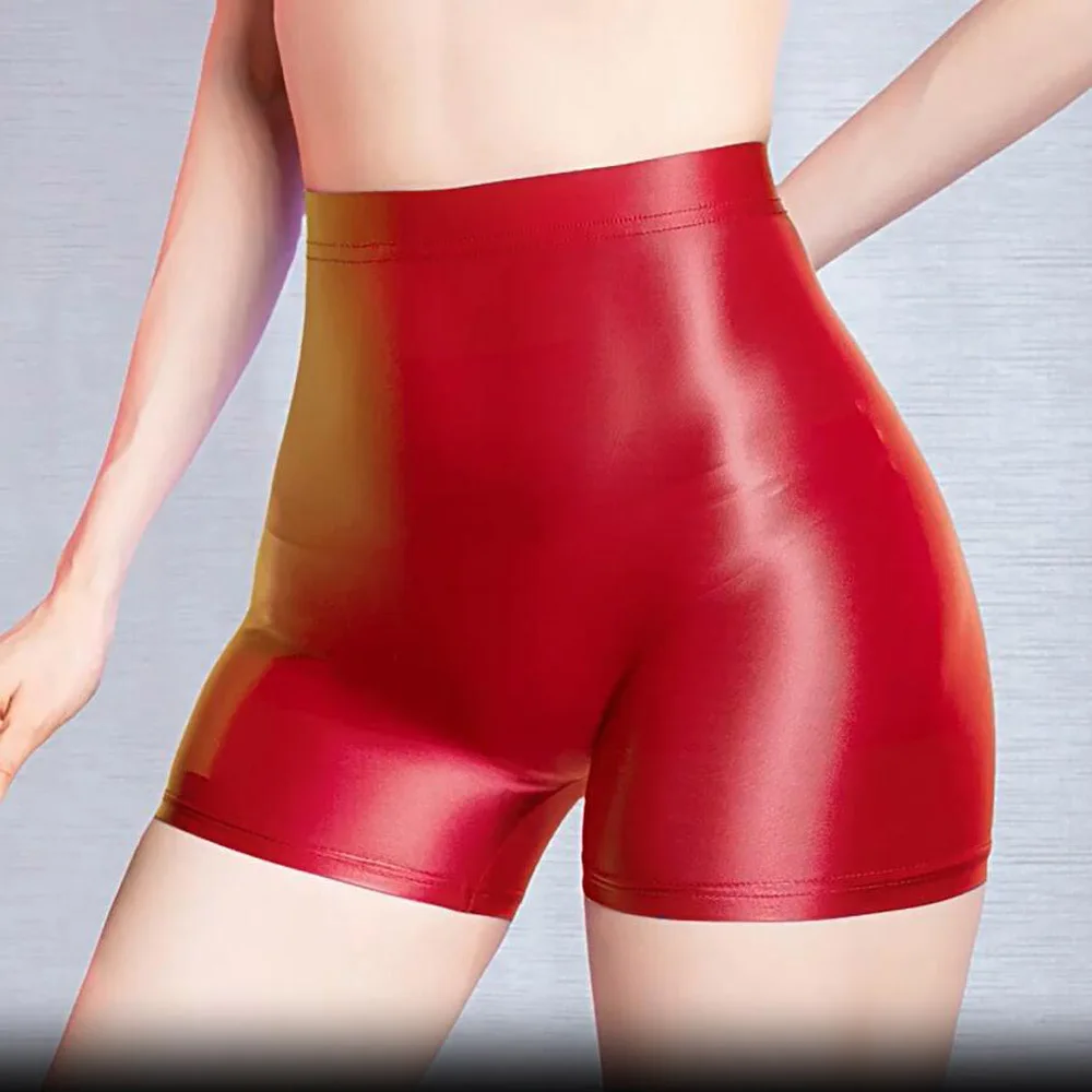 Bragas sin costuras de cintura alta para mujer, ropa interior transparente transpirable de secado rápido, pantalones cortos de seguridad ajustados de Color caramelo brillante al óleo