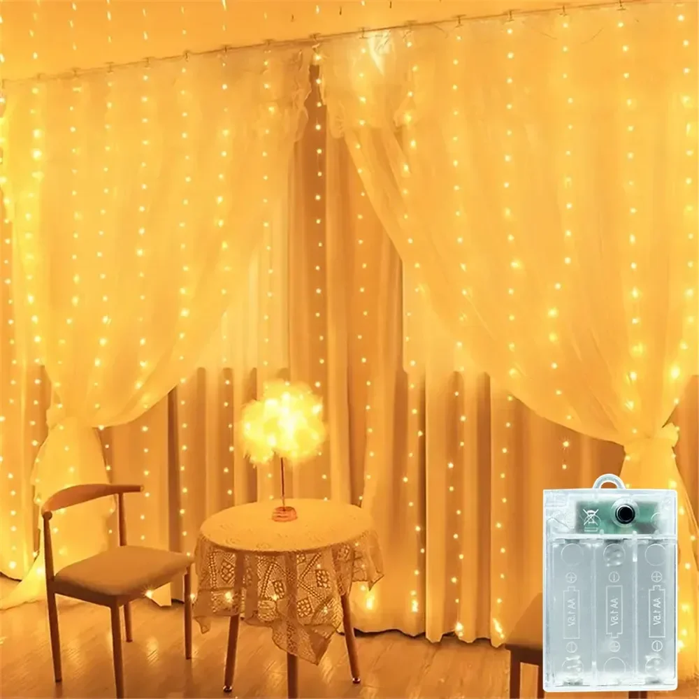 3/6M Battery Power LED Curtain Fairy Light String Outdoor Bedroom Christmas Halloween Valentine's Day Autumn Home Decor