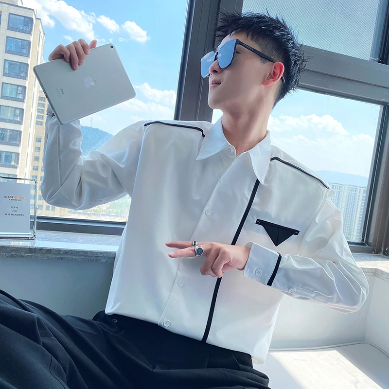 

Повседневная мужская рубашка с длинным рукавом Sli Haome, весна-осень, новинка 2023 года, модная, приталенная, молодежная, однотонная.