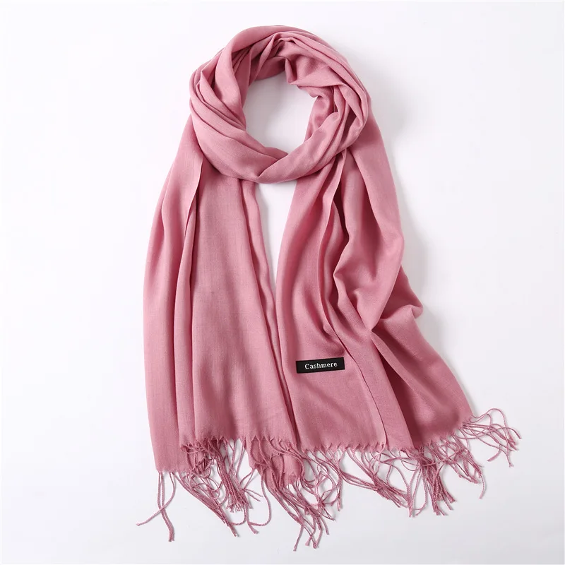 Fashion Solid Schal Frauen Kaschmir Weiche Winter Warme Schals Hijab Weibliche Lange Stirnband Schal Wraps Bandana Foulard 2022 Echarpe – Detail 29