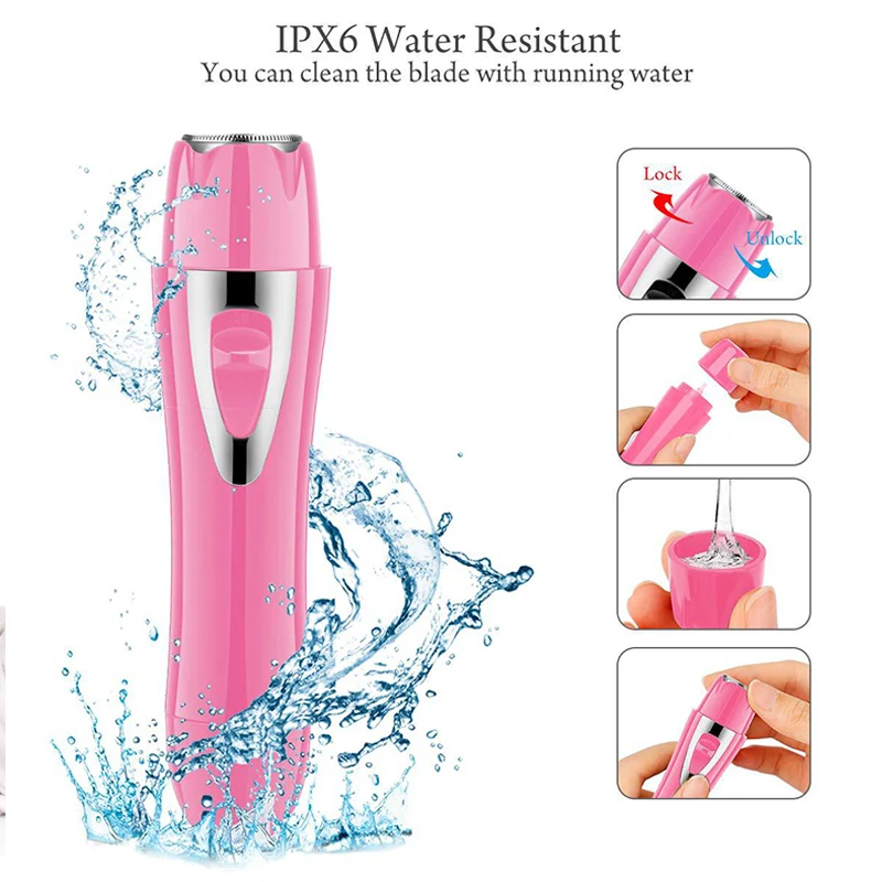 Removedor de Cabelo Recarregável USB para Mulheres Depilador 4 em 1 Mini Depilador de Pele Aparador Portátil, Navalha Facial de Sobrancelha, Corpo