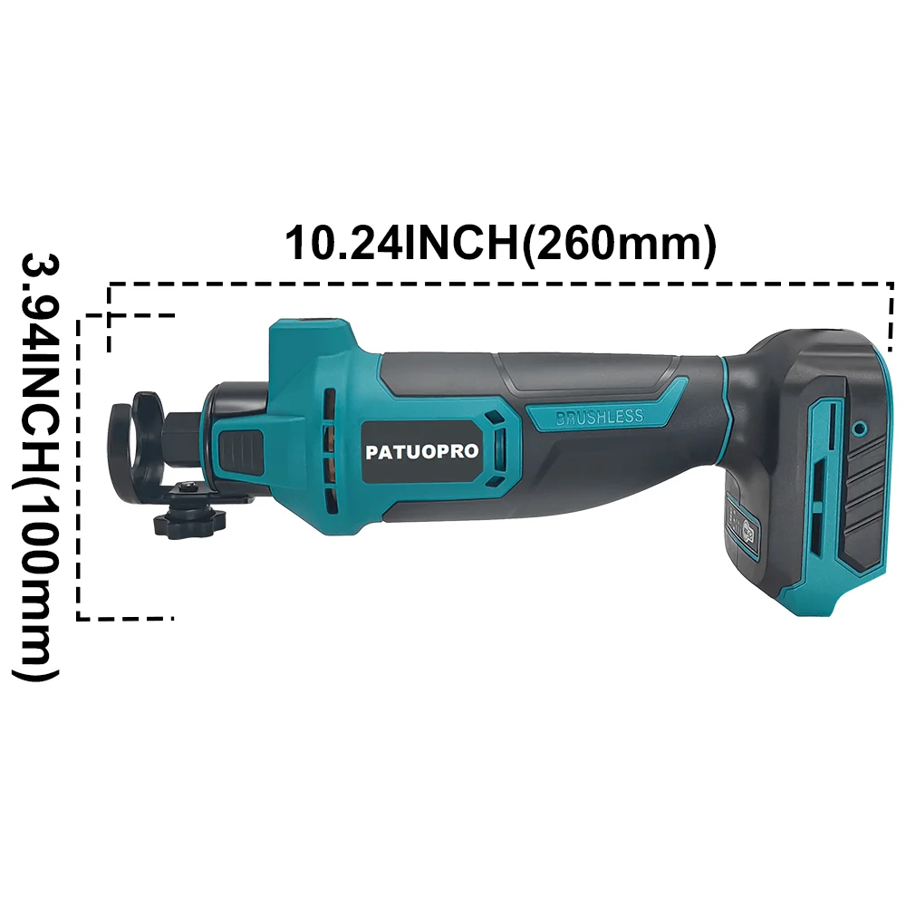 PATUOPRO 40MM Brushless Electric Drywall Cut-Out Tool 3 Speed Handheld Cutting Wood Sheetrock Power Tools For Makita 18V Battery