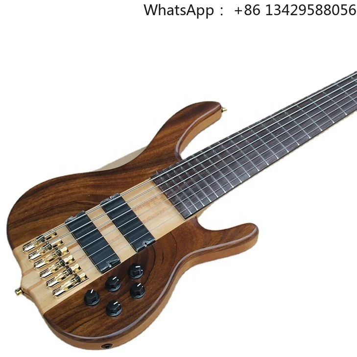 Flyoung Musical Instruments Bass Guitar 6 Strings Electric Bass Guitar Walnut Bass