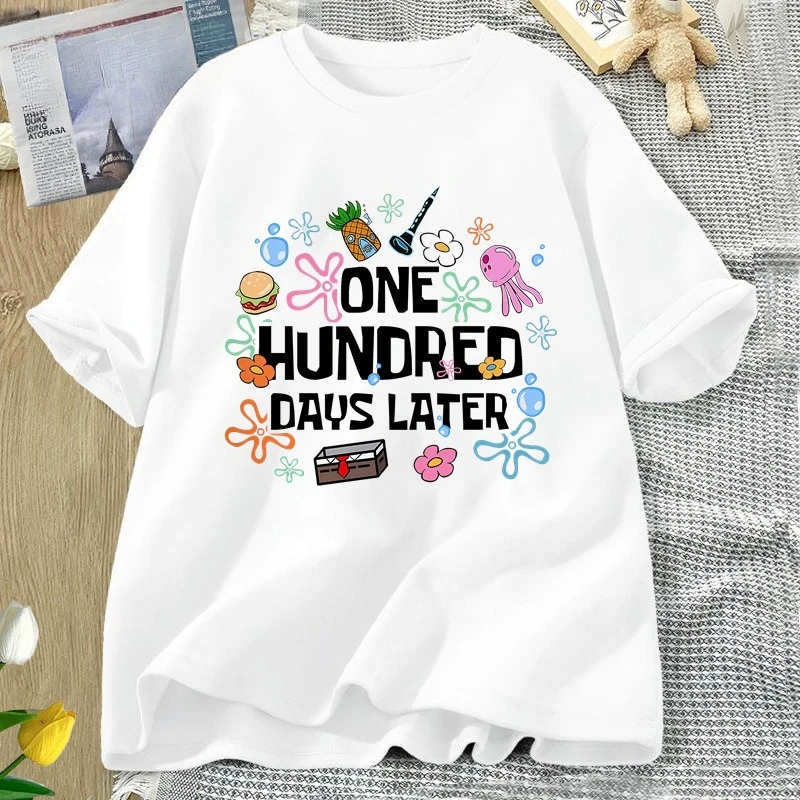 One Hundred Days Later T-Shirt Men Women 100 Days Later of School T Shirt Teacher Tees Casual Cotton Round Neck Tshirt Clothes